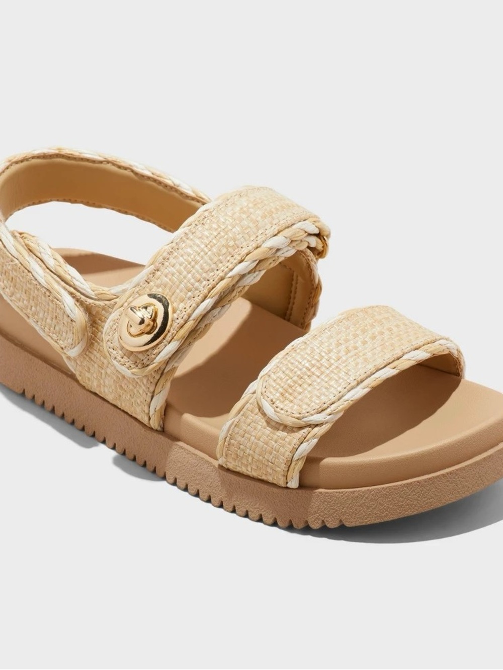 Women's Tilly Raffia Platform Footbed Sandals - A New Day